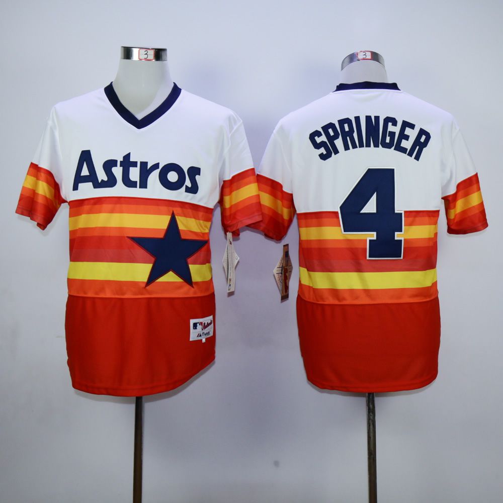 Men Houston Astros #4 Springer Oragne Throwback MLB Jerseys